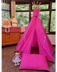 Pink Teepee with White Dots Inside