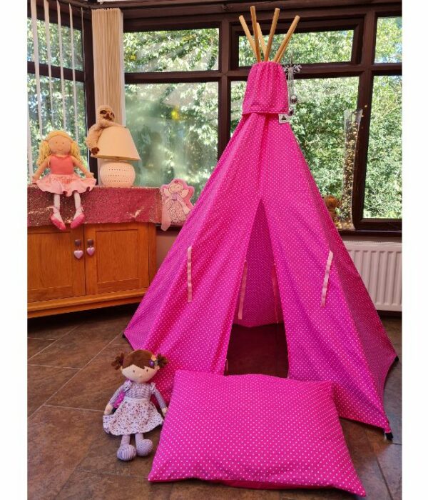 Pink Teepee with White Dots Inside