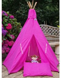Pink Teepee with White Dots Outside