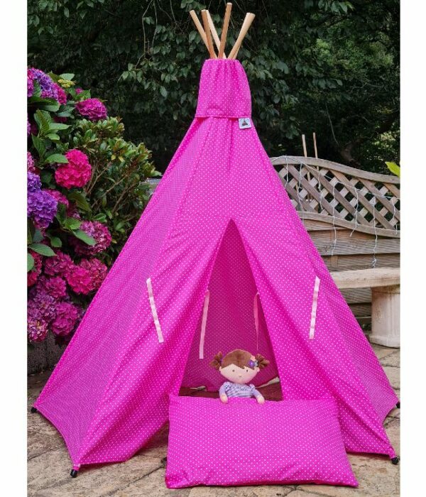 Pink Teepee with White Dots Outside